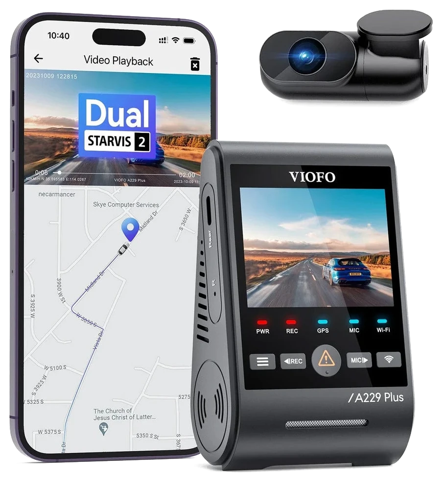 VIOFO A229 Plus 2CH front and rear cameras with mobile playback