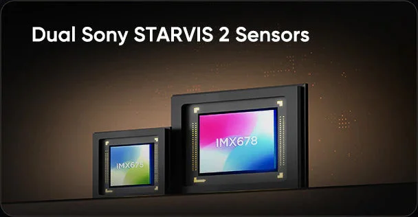 Official VIOFO diagram comparing the A329S front Sony STARVIS 2 IMX678 sensor and rear IMX675 sensor